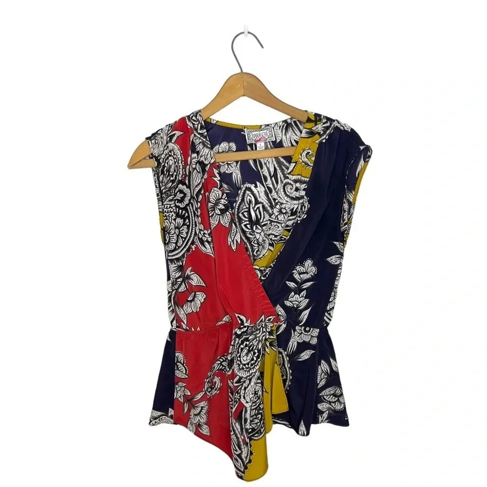 YOANA BARASCHI Anthropologie Anila Peplum Graphic Print Bohemian Blouse